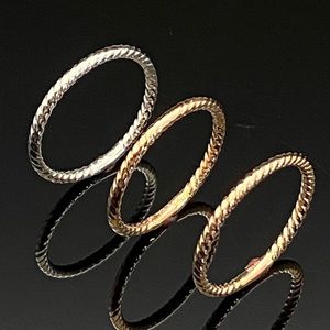 Yellow White & Rose Gold 1.8 Ribbed Stackable ring